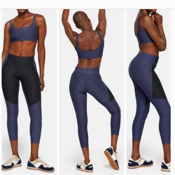 Outdoor Voices Pants - Outdoor Voices Colorblock Warmup 3/4 Leggings in Navy/Black